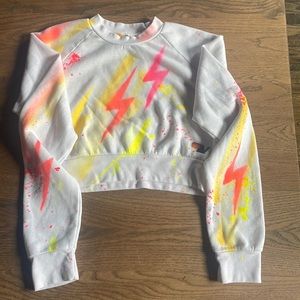 Aviator Nation splatter paint cropped crew neck sweatshirt LIMITED EDITION